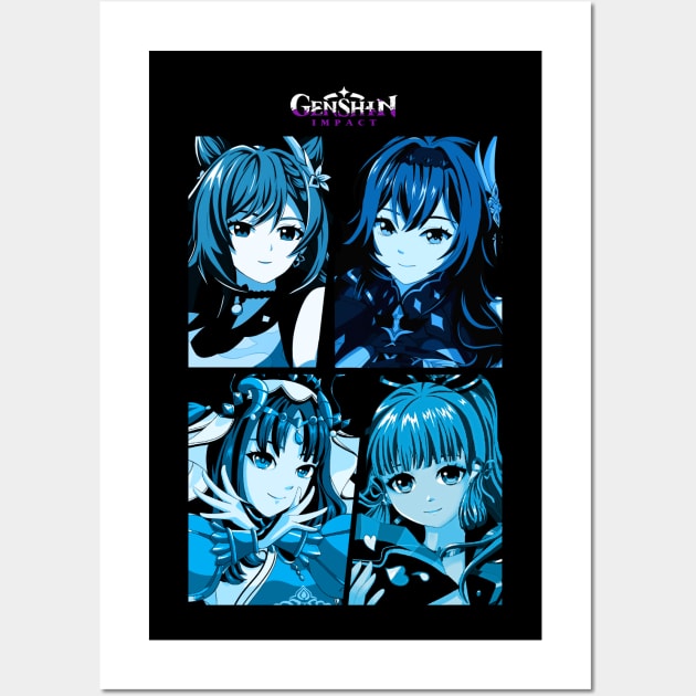 Genshin Waifu - Eula , Keqing , Nilou & Ayaka Wall Art by Araki Shop